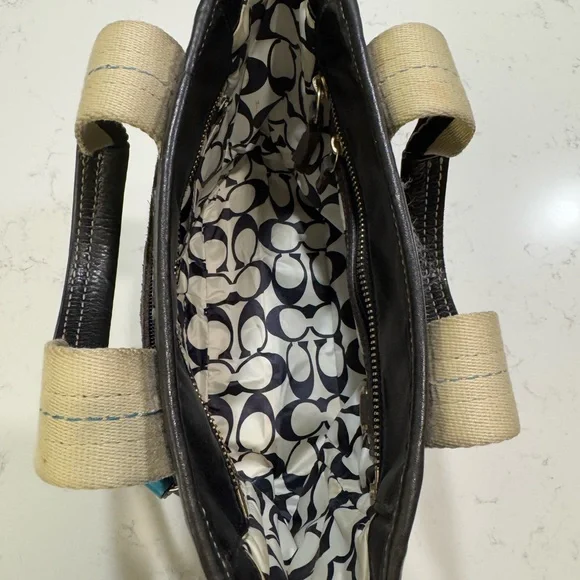 Coach Small Bag = Black Satin with blue tags - Picture 6 of 13